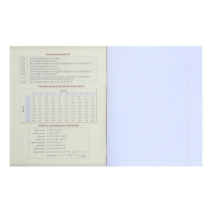 Тетрадь предметная Calligrata Тетрадь предметная Calligrata "Мрамор светлый", 48 листов в клетку Алгебра, со справочным материалом, обложка мелованный картон, УФ-лак, блок офсет