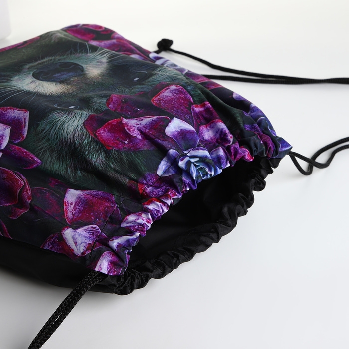 Мешок для обуви на шнурке, цвет чёрный/сиреневый Мешок для обуви на шнурке, цвет чёрный/сиреневый