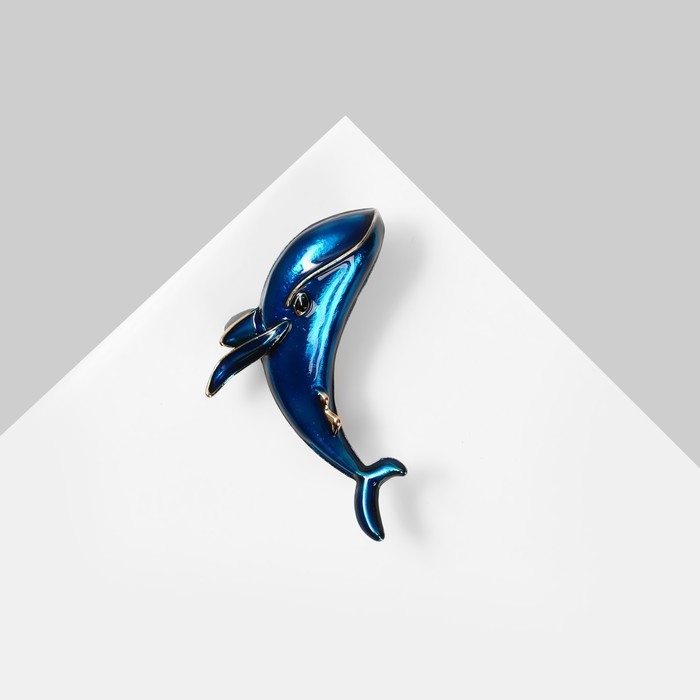 Брошь «Кит», цвет синий в золоте Брошь «Кит», цвет синий в золоте