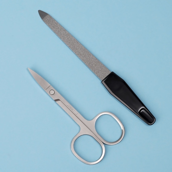 Набор маникюрный, 2 предмета, цвет чёрный/серебристый Набор маникюрный, 2 предмета, цвет чёрный/серебристый