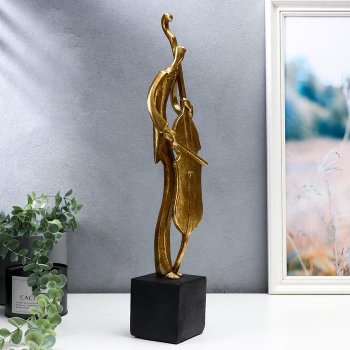 Сувенир полистоун серия музыканты  Сувенир полистоун серия музыканты "Контрабасист" золото 47х8х8 см