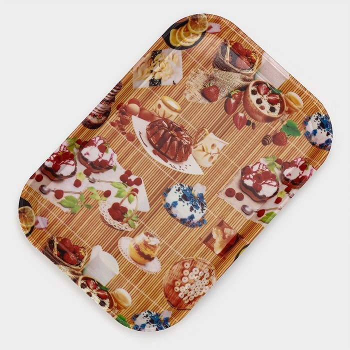 Поднос пластиковый прямоугольный Доляна «Самобранка», 30×21×1,8 см, рисунок МИКС Поднос пластиковый прямоугольный Доляна «Самобранка», 30×21×1,8 см, рисунок МИКС