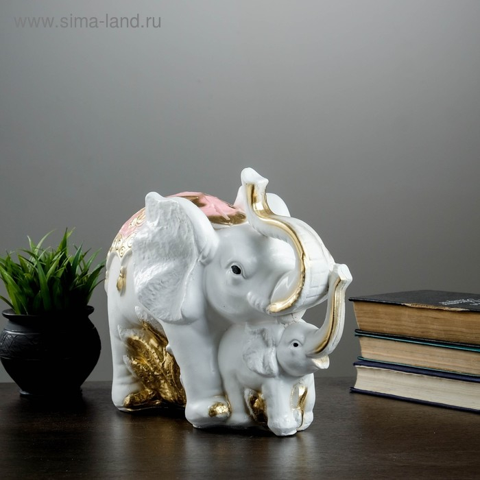 Копилка Копилка "Слон со слонёнком" золотой, 16х33х25см МИКС