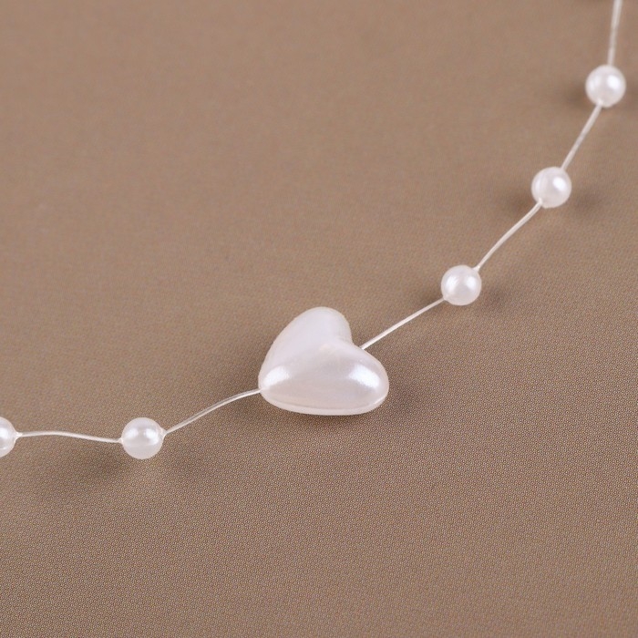 Бусы на леске, «Сердца», 3/9 мм, 9 ± 0,5 м, цвет белый Бусы на леске, «Сердца», 3/9 мм, 9 ± 0,5 м, цвет белый