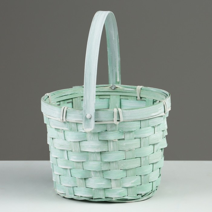 Корзина плетеная, D17 х 12 х 22 см, зеленая, бамбук Корзина плетеная, D17 х 12 х 22 см, зеленая, бамбук