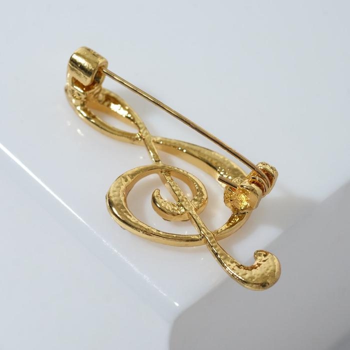 Брошь «Скрипичный ключ» сияние, цвет белый в золоте Брошь «Скрипичный ключ» сияние, цвет белый в золоте