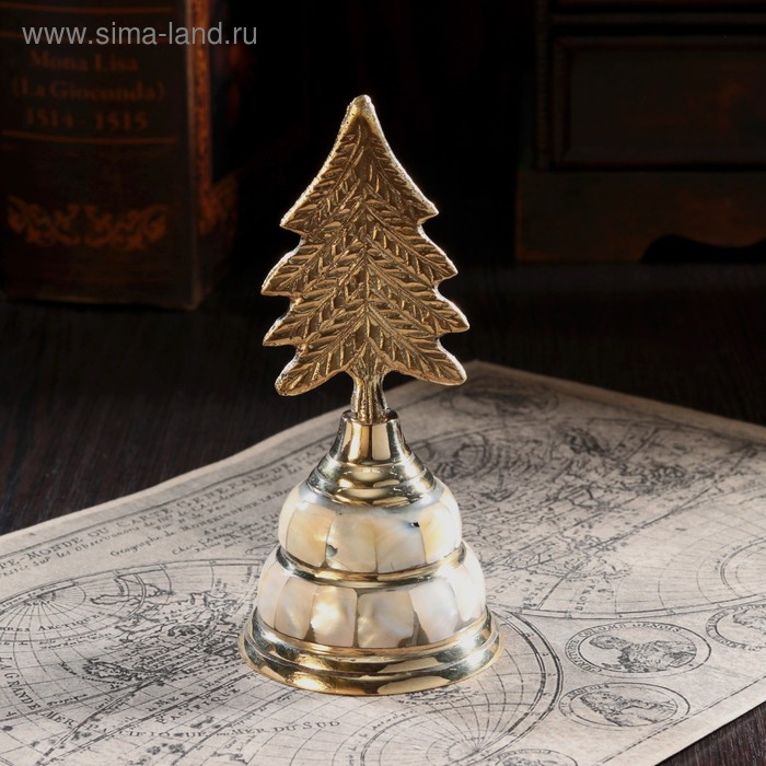 Колокольчик  Колокольчик "Ёлка" латунь, перламутр 6,5х6,5х14 см