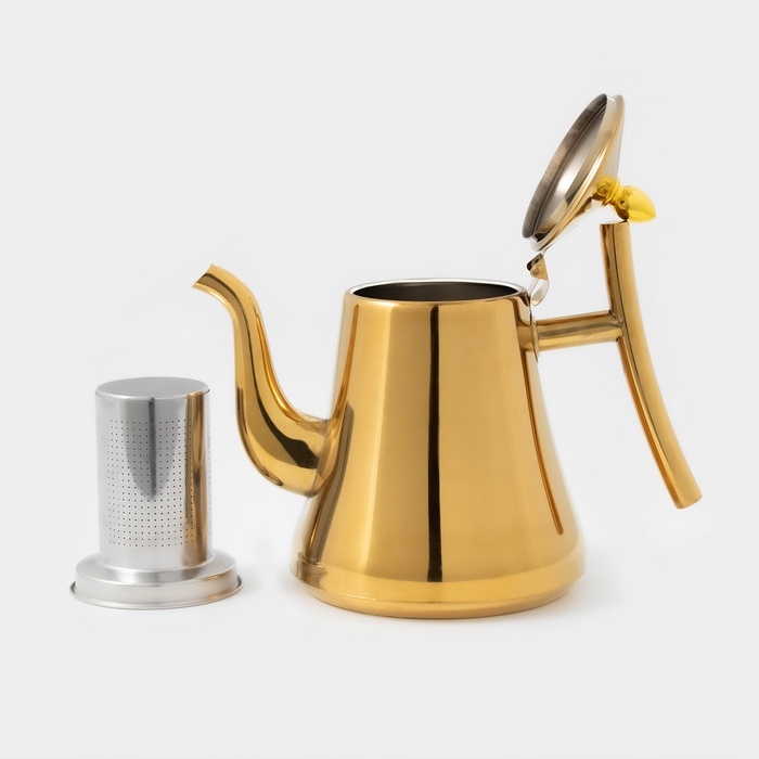 Чайник из нержавеющей стали с ситом «Кеннет», 1,43 л, цвет золотой Чайник из нержавеющей стали с ситом «Кеннет», 1,43 л, цвет золотой