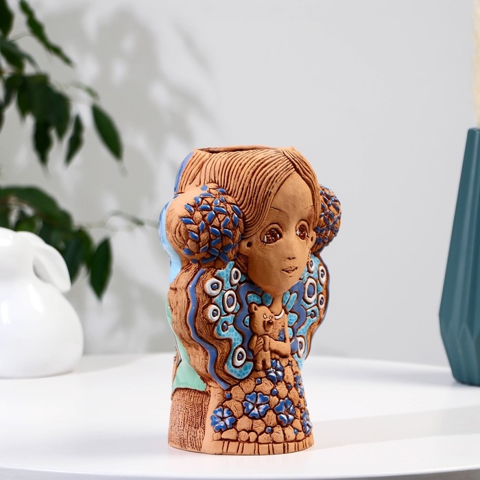 Сувенир керамика Сувенир керамика "Девочка с мишкой" (Ваза) h=21см. V=1.1л