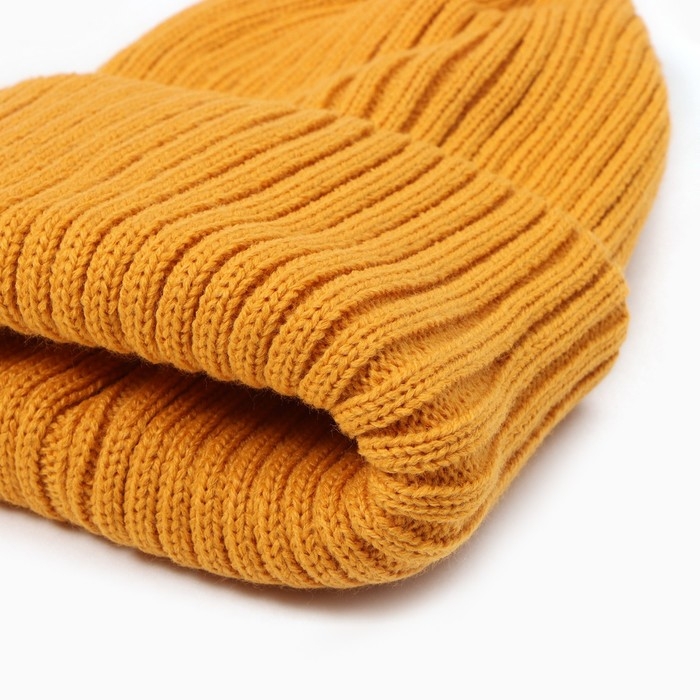 Шапка детская, цвет горчичный, размер 54-56 Шапка детская, цвет горчичный, размер 54-56