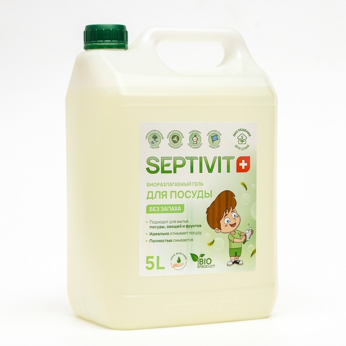 Гель для посуды SEPTIVIT  Гель для посуды SEPTIVIT "Без Запаха", 5 л
