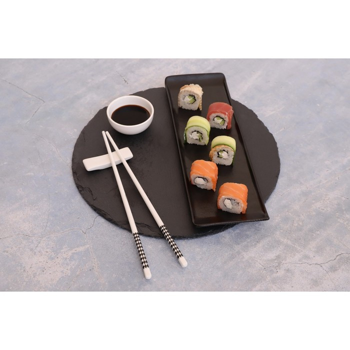 Блюдо фарфоровое для подачи Magistro Pietra lunare, 30&times;10 см, цвет чёрный