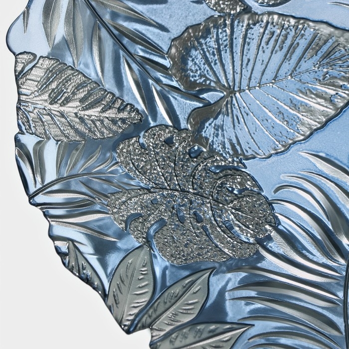 Салатник стеклянный «Арабис», d=33 см, цвет голубой