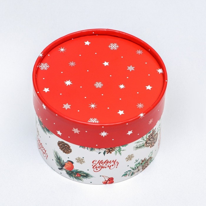 Новый год. Коробка Новый год. Коробка "Снегирь на веточке" завальцованная без окна 13 х 8,5 см