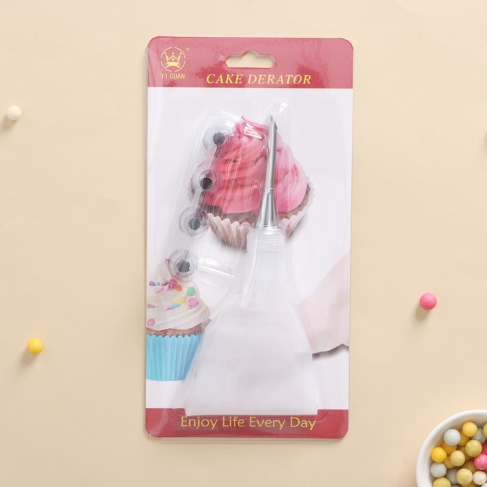 Набор кондитерский «Десертный», 7 предметов: мешок 22×12 см, насадки 5 шт d=1,7 см, адаптер Набор кондитерский «Десертный», 7 предметов: мешок 22×12 см, насадки 5 шт d=1,7 см, адаптер