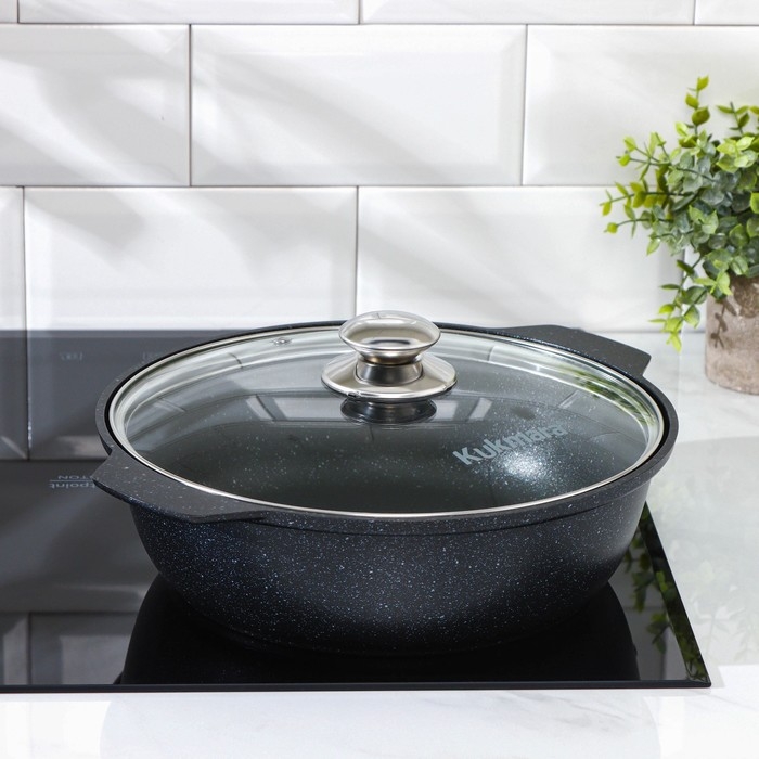 Жаровня, 3 л, d=28 см, h=8,5 см, антипригарное покрытие, цвет тёмный мрамор Жаровня, 3 л, d=28 см, h=8,5 см, антипригарное покрытие, цвет тёмный мрамор