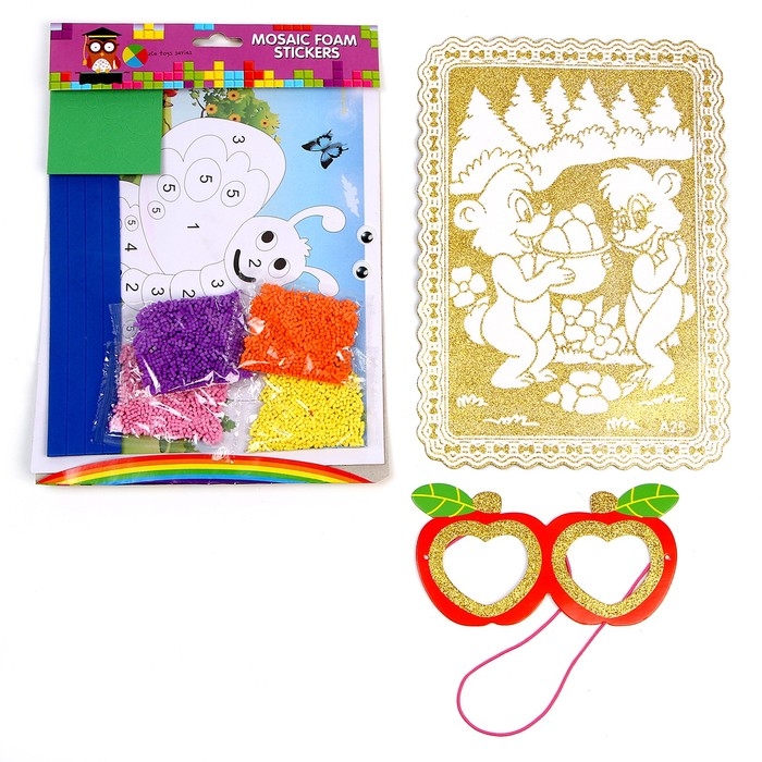 Набор для творчества: аппликация EVA крошкой и раскраска + маска на резинке «Бабочка»