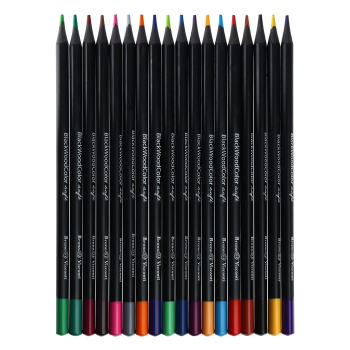 Карандаши цветные 18 цветов BlackWoodColor, пластиковые, трёхгранные, МИКС Карандаши цветные 18 цветов BlackWoodColor, пластиковые, трёхгранные, МИКС