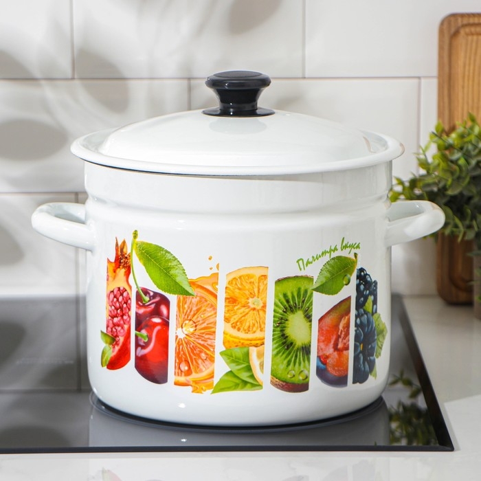 Кастрюля эмалированная цилиндрическая, 7 л, деколь МИКС Кастрюля эмалированная цилиндрическая, 7 л, деколь МИКС