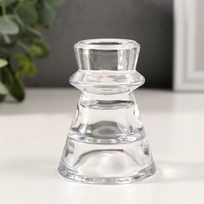 Подсвечник стекло на 1 свечу  Подсвечник стекло на 1 свечу "Нео" прозрачный d=2,3 см 6х6х7,5 см