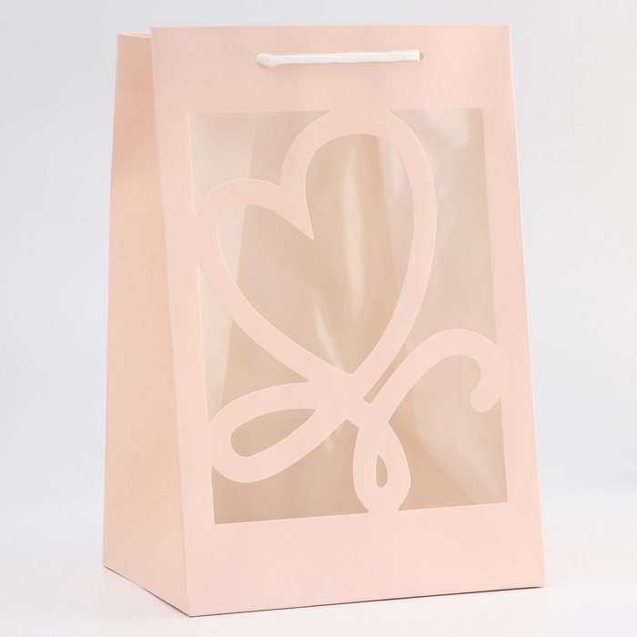 Пакет подарочный с фигурным окном, 20 х 16 х 30 см, розовый Пакет подарочный с фигурным окном, 20 х 16 х 30 см, розовый