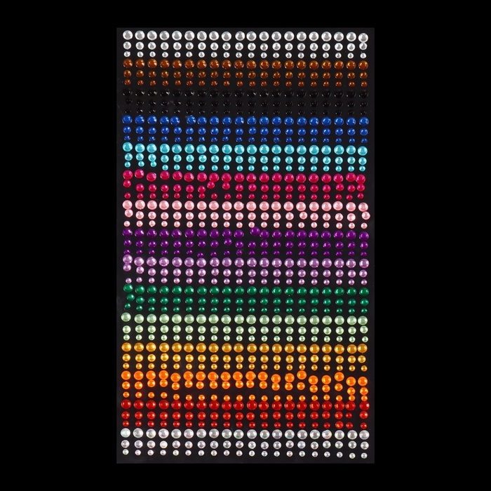 Стразы для декора ногтей, на клеевой основе, 24×13.5 см, d=3/4/5 мм, разноцветные Стразы для декора ногтей, на клеевой основе, 24×13.5 см, d=3/4/5 мм, разноцветные