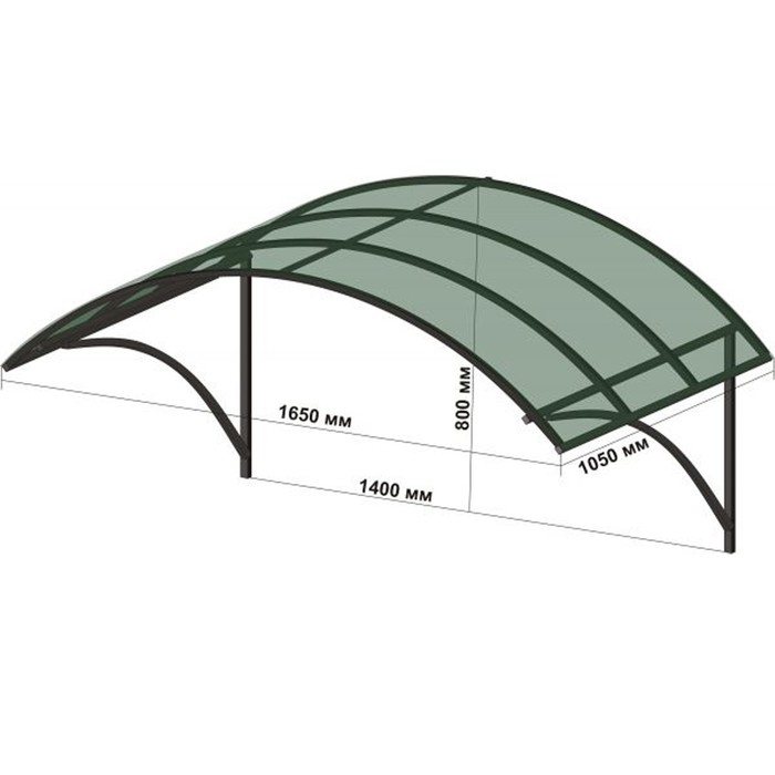 Козырек Арочный 165х80х104 см с поликарбонатом, основание труба квадратная 20 х 20 х 0,7 мм Козырек Арочный 165х80х104 см с поликарбонатом, основание труба квадратная 20 х 20 х 0,7 мм