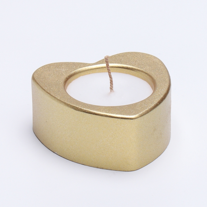 Свеча  Свеча "Сердце малое. Мрамор" в подсвечнике из гипса, 7х3см,золото