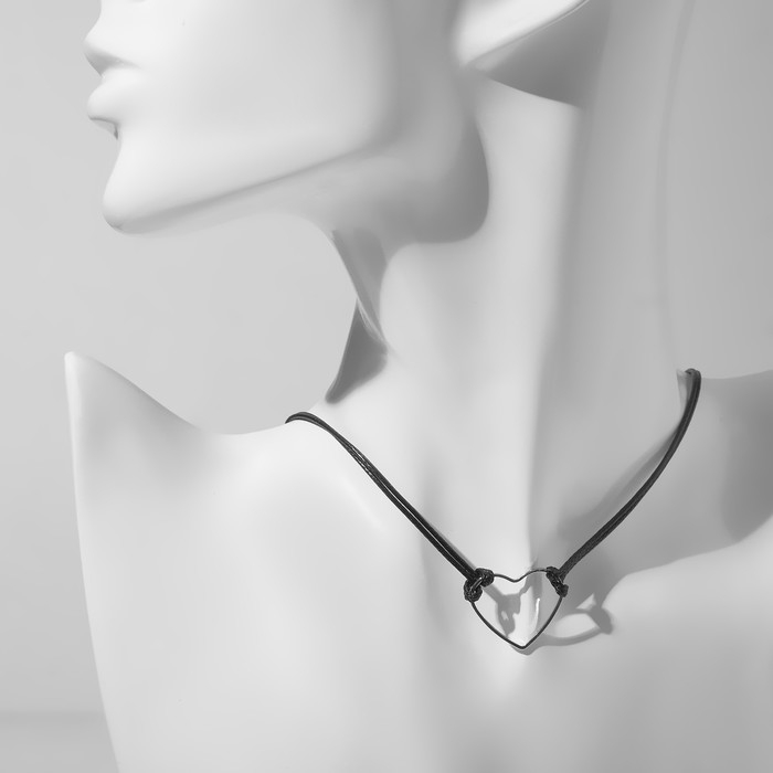 Чокер «Сердце», цвет чёрный в серебре, L= 35 см Чокер «Сердце», цвет чёрный в серебре, L= 35 см