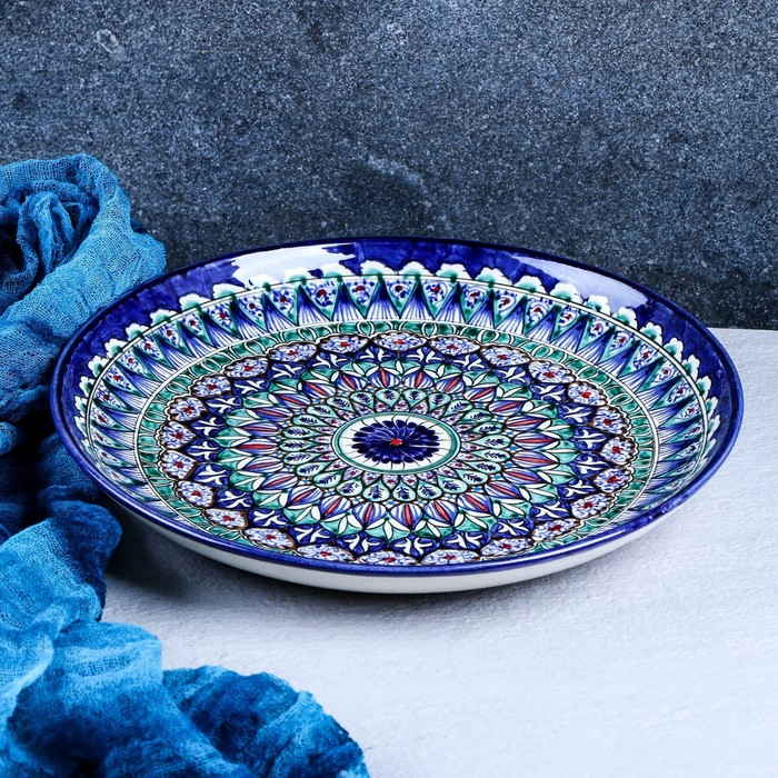 Ляган Риштанская Керамика  Ляган Риштанская Керамика "Узоры", 28 см, синий