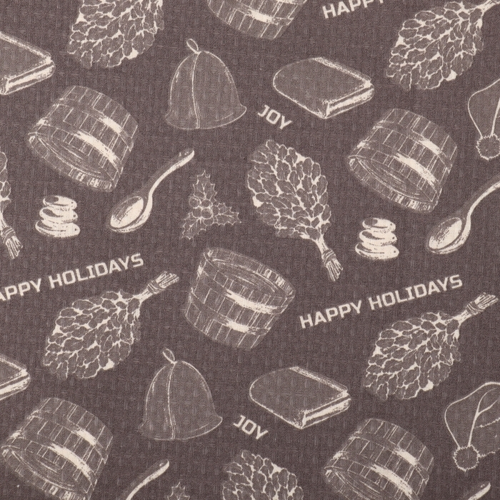 Простыня для бани Простыня для бани "Новогодняя баня" 150х180 см, хлопок, ваф. полотно