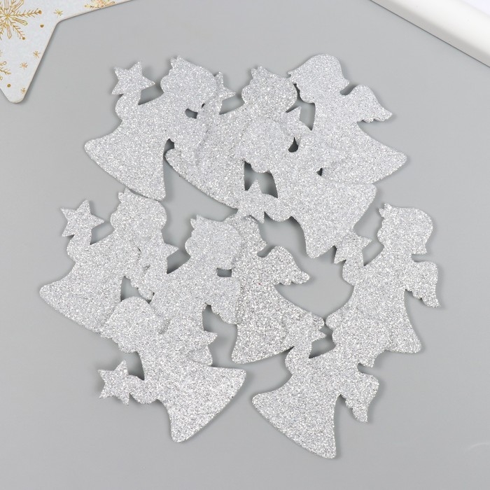 Декор Декор "Ангелочек" серебро 5 см набор 10 шт фоам глиттер