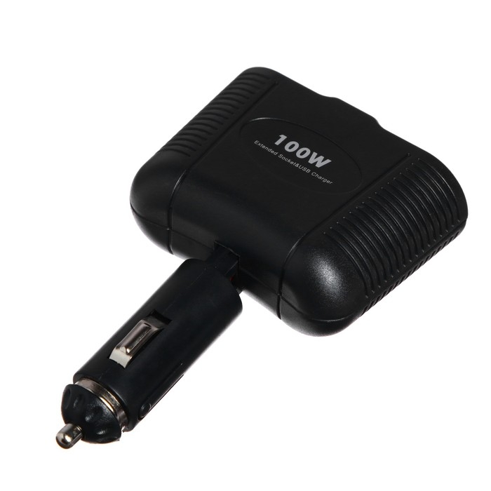 Разветвитель прикуривателя на 2 слота и 1 USB, с подсветкой, 100 Вт Разветвитель прикуривателя на 2 слота и 1 USB, с подсветкой, 100 Вт