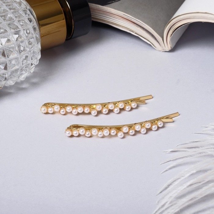 Невидимка для волос  Невидимка для волос "Либерти" (набор 2 шт) роскошь, 6 см, золото