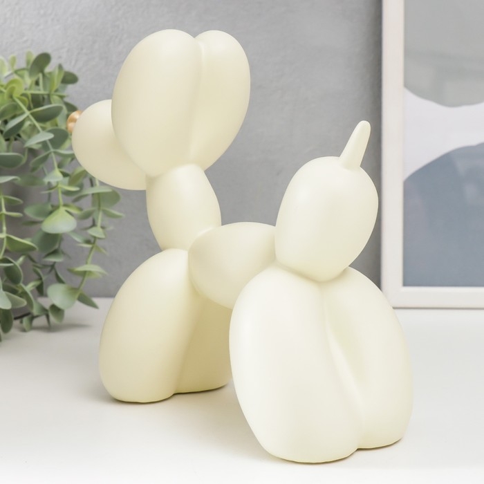 Сувенир полистоун Сувенир полистоун "Воздушный шарик - собачка с золотым носиком" сливочный 7,5х20,5х17,5 см