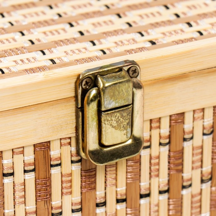 Шкатулка бамбук Шкатулка бамбук "Плетёнка" со шнуром 22х22х22 см