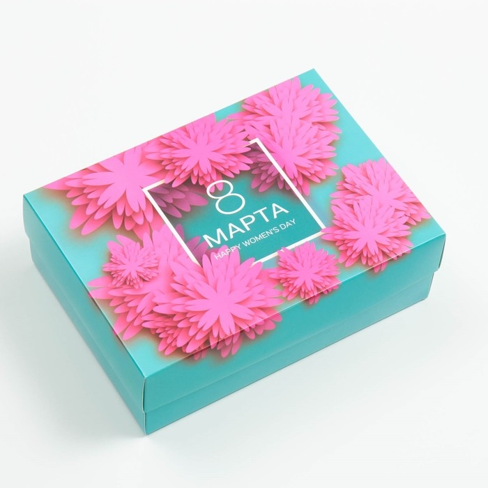 Коробка подарочная, крышка-дно, сборная Коробка подарочная, крышка-дно, сборная "8 марта", 21 х 15 х 7 см