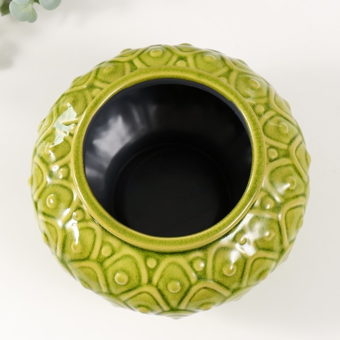 Сувенир интерьерный керамика вазон Сувенир интерьерный керамика вазон "Чешуйки" зелёный 15х22х22 см