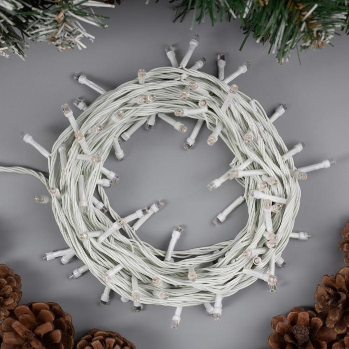 Гирлянда «Нить» 10 м, IP20, белая нить, 100 LED, свечение тёплое белое, 8 режимов, 220 В Гирлянда «Нить» 10 м, IP20, белая нить, 100 LED, свечение тёплое белое, 8 режимов, 220 В