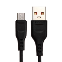 Кабель microUSB - USB, 2.4 А, 1 м, зарядка + передача данных, пакет, черный