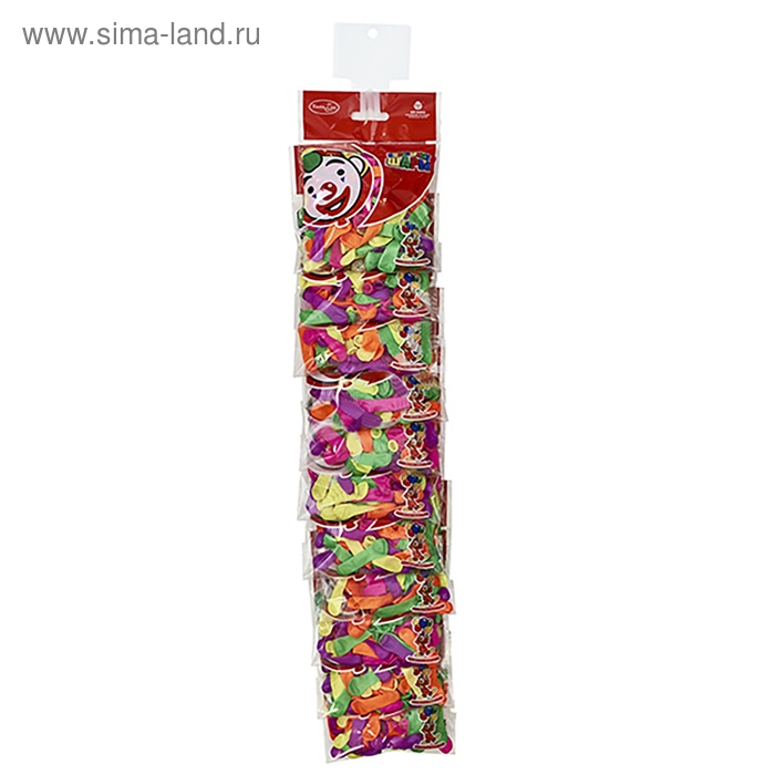 Шар латексный на стрип-ленте 2" «Водяная бомбочка» с насадкой для воды, набор 100 шт., цвета МИКС