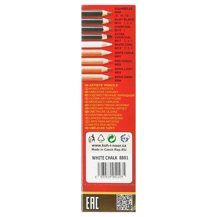 Карандаш художественный меловой 4.2 мм, Koh-I-Noor GIOCONDA 8801, белый, L=175 мм Карандаш художественный меловой 4.2 мм, Koh-I-Noor GIOCONDA 8801, белый, L=175 мм
