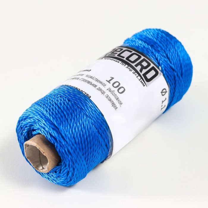 Нить кручёная 3-х прядная полипропиленовая, d=1.1 мм 100 м (синяя) Нить кручёная 3-х прядная полипропиленовая, d=1.1 мм 100 м (синяя)