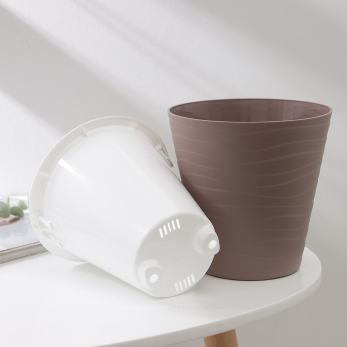 Кашпо для цветов со вставкой «Валенсия», 2 л, цвет мокко Кашпо для цветов со вставкой «Валенсия», 2 л, цвет мокко