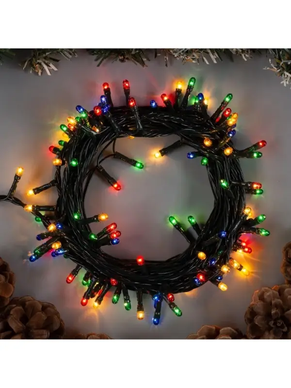 Гирлянда &laquo;Нить&raquo; 5.5 м, IP20, тёмная нить, 140 ламп, свечение мульти, 8 режимов, 220 В