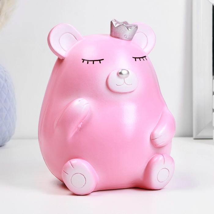 Копилка Копилка "Медведь с короной" розовая, 17см