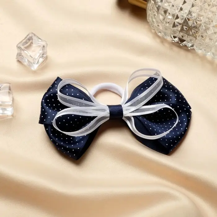 Резинка для волос «Школьница», синий с прозрачной лентой Резинка для волос «Школьница», синий с прозрачной лентой