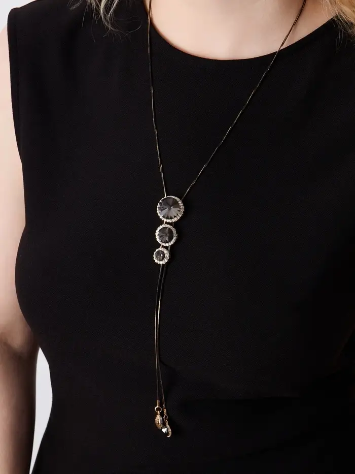 Кулон на цепочке &laquo;Оклахома&raquo;, L=85.5 см, серый в золоте