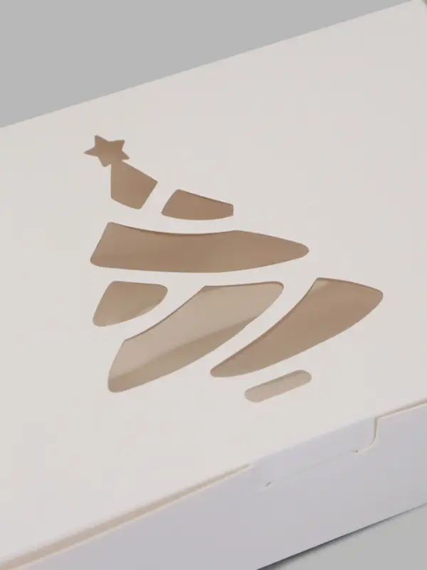 Коробка новогодняя складная &laquo;Ёлочка&raquo;, 20&times;12&times;4 см, белая