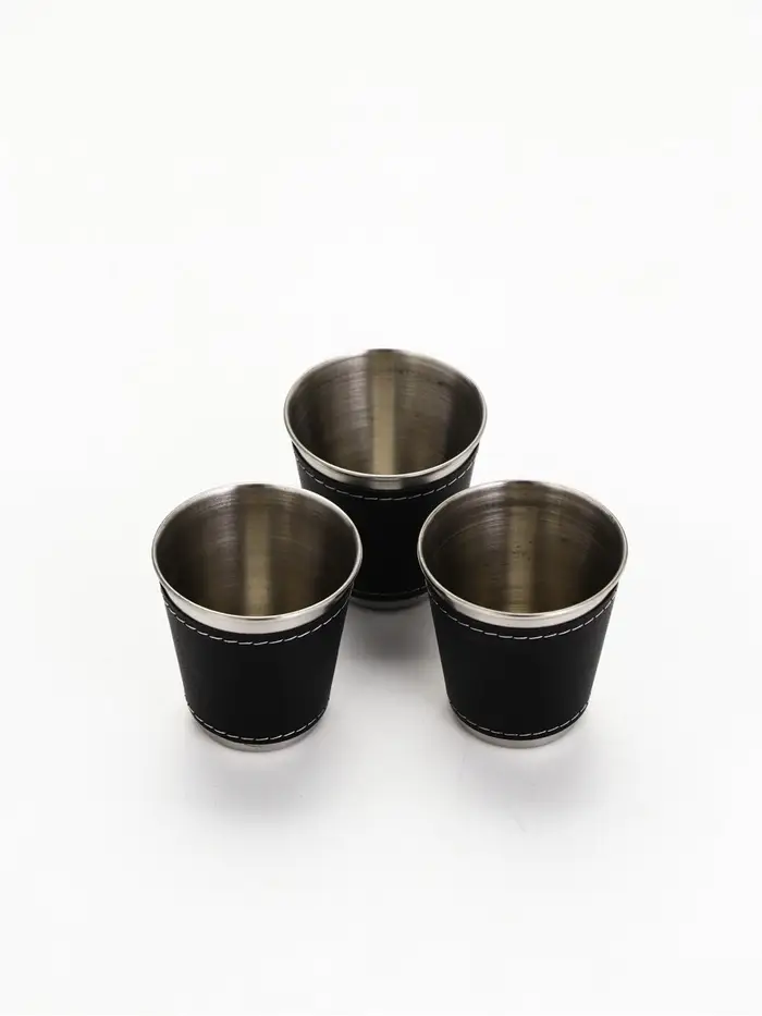 Стопки в чехле &laquo;Мужской стандарт&raquo;: нержавеющая сталь, набор 3 шт.&times;70 мл